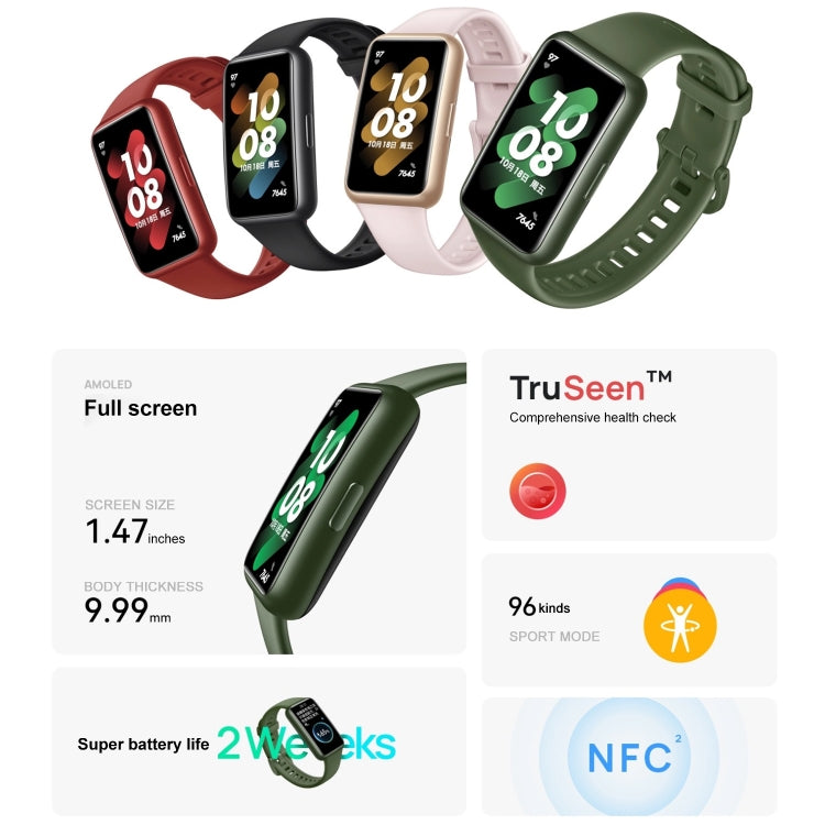 Original HUAWEI Band 7 NFC Edition, 1.47 inch AMOLED Screen Smart Watch, Support Blood Oxygen Monitoring / 14-days Battery Life(Green) - Wearable Devices by Huawei | Online Shopping UK | buy2fix