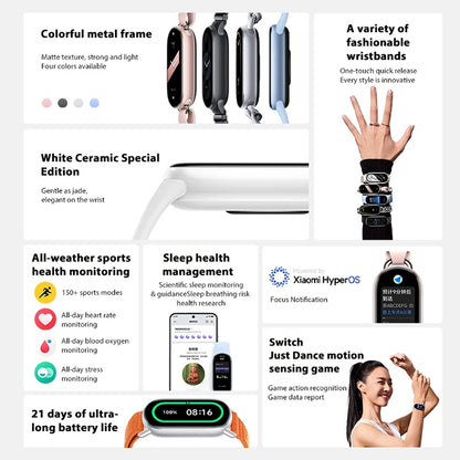 Original Xiaomi Smart Band 9 1.62 inch AMOLED Screen 5ATM Waterproof Smart Watch, Support Blood Oxygen / Heart Rate Monitor (Black) - Wearable Devices by Xiaomi | Online Shopping UK | buy2fix