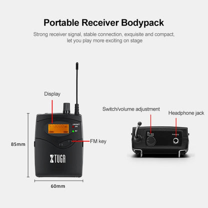 XTUGA IEM1200 Wireless Transmitter 4 Bodypack Stage Singer In-Ear Monitor System (UK Plug) - Microphone by XTUGA | Online Shopping UK | buy2fix