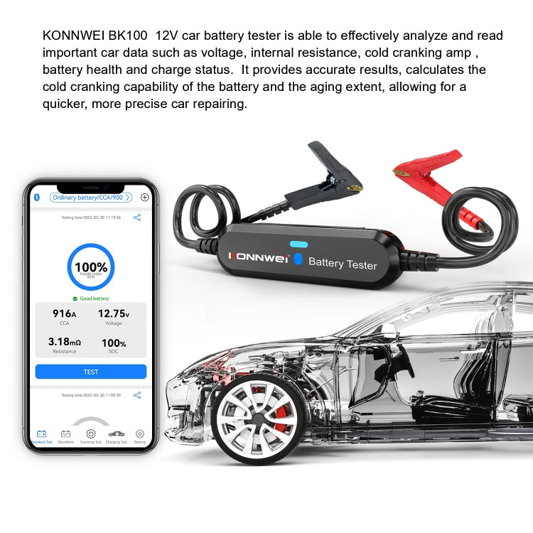 KONNWEI BK100 X431 BST360 Car Bluetooth Battery Tester (Black) - Electronic Test by KONNWEI | Online Shopping UK | buy2fix