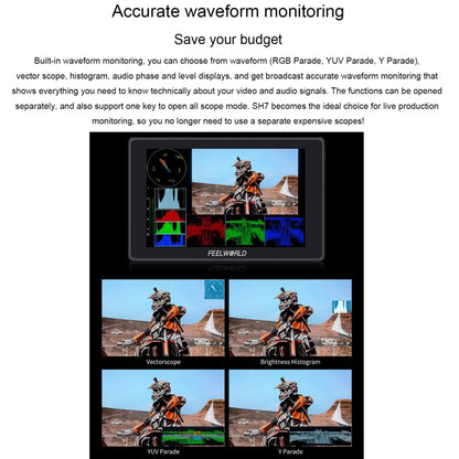 FEELWORLD SH7 7-inch Ultra Bright 2200nit On-camera Monitor SDI HDMI Cross Conversion (Black) - On-camera Monitors by FEELWORLD | Online Shopping UK | buy2fix