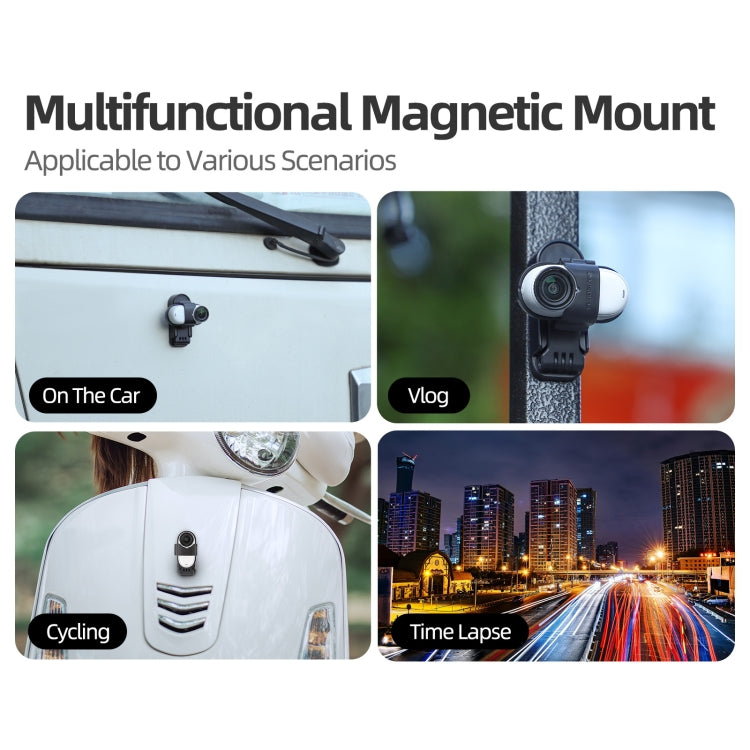 For Insta360 GO3 / GO 3S Sunnylife 360 Rotation Foldable Magnetic Mount (Black) - Mount & Holder by buy2fix | Online Shopping UK | buy2fix