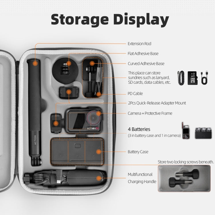 For DJI Osmo Action 5 Pro / 4 / 3 Sunnylife Portable Carrying Case Adventure Combo Bag (Orange) - Case & Bags by Sunnylife | Online Shopping UK | buy2fix