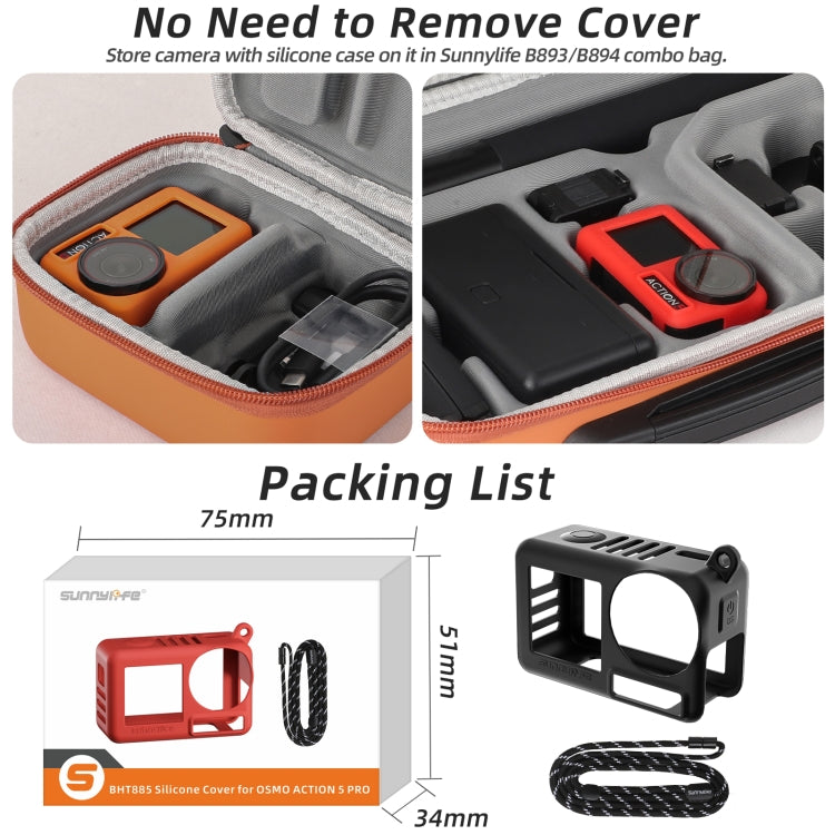 For DJI Osmo Action 5 Pro Sunnylife Silicone Protective Case Scratch-proof Camera Cover with Lanyard (Red) - Case & Bags by Sunnylife | Online Shopping UK | buy2fix