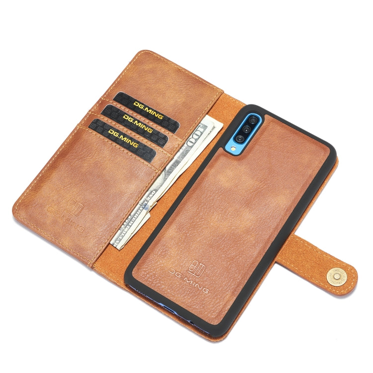 DG.MING Crazy Horse Texture Flip Detachable Magnetic Leather Case with Holder & Card Slots & Wallet for Galaxy A70(Brown) - Galaxy Phone Cases by DG.MING | Online Shopping UK | buy2fix