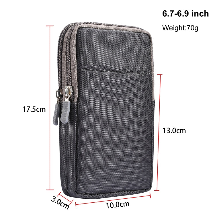 Sports Leisure Drawstring  Horizontal Plate Hanging Waist Phone Waist Pack Leather Case, Suitable for 6.7-6.9 inch Smartphones(Dark Gray) - Universal Leather Case by buy2fix | Online Shopping UK | buy2fix