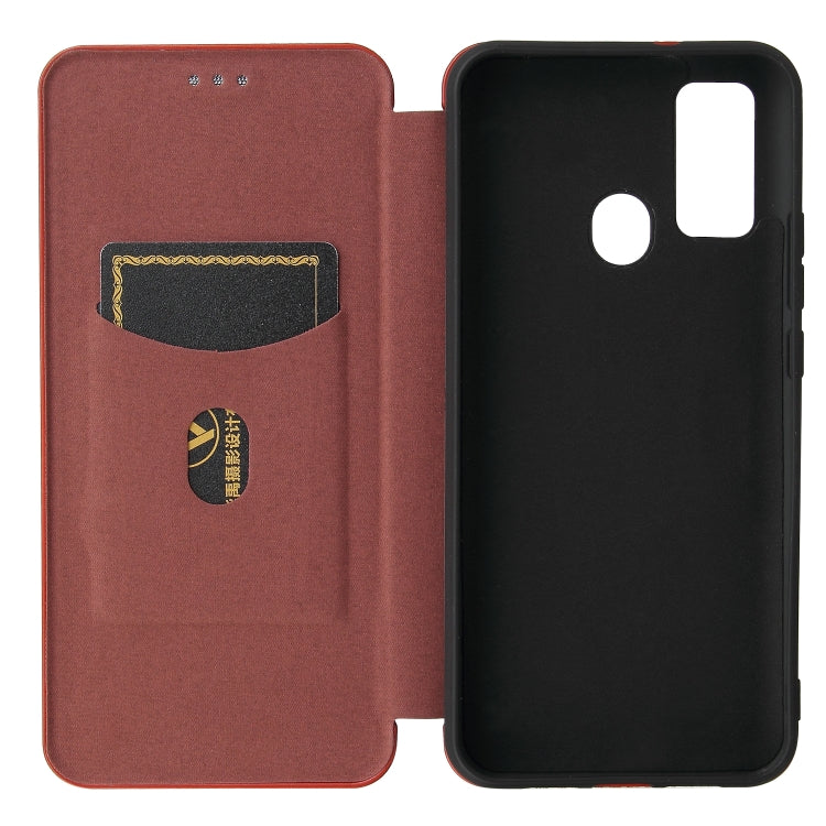 For DOOGEE N30 Carbon Fiber Texture Horizontal Flip TPU + PC + PU Leather Case with Card Slot(Brown) - More Brand by buy2fix | Online Shopping UK | buy2fix