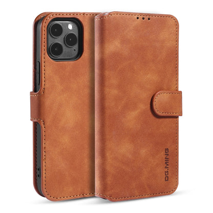 For iPhone 12 Pro Max DG.MING Retro Oil Side Horizontal Flip Case with Holder & Card Slots & Wallet(Brown) - iPhone 12 Pro Max Cases by DG.MING | Online Shopping UK | buy2fix