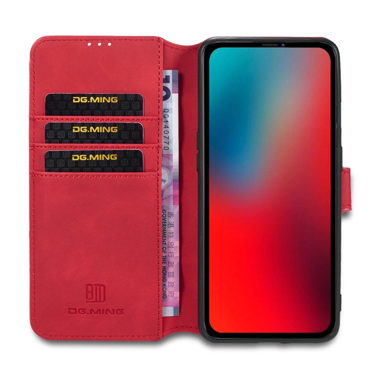 For iPhone 12 Pro Max DG.MING Retro Oil Side Horizontal Flip Case with Holder & Card Slots & Wallet(Red) - iPhone 12 Pro Max Cases by DG.MING | Online Shopping UK | buy2fix