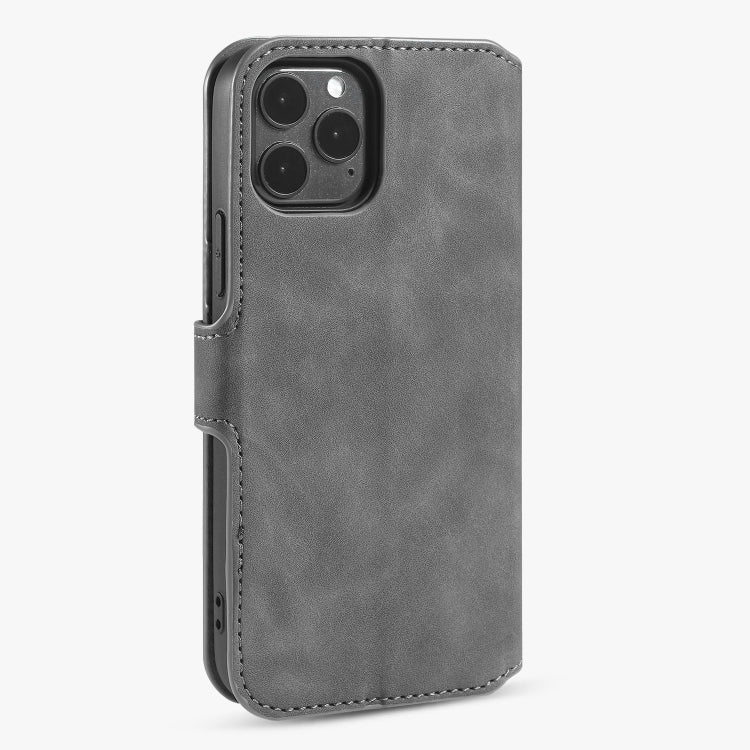 For iPhone 12 Pro Max DG.MING Retro Oil Side Horizontal Flip Case with Holder & Card Slots & Wallet(Grey) - iPhone 12 Pro Max Cases by DG.MING | Online Shopping UK | buy2fix