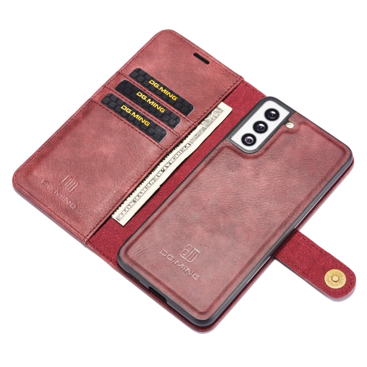 For Samsung Galaxy S21 5G DG.MING Crazy Horse Texture Flip Detachable Magnetic Leather Case with Holder & Card Slots & Wallet(Red) - Galaxy S21 5G Cases by DG.MING | Online Shopping UK | buy2fix