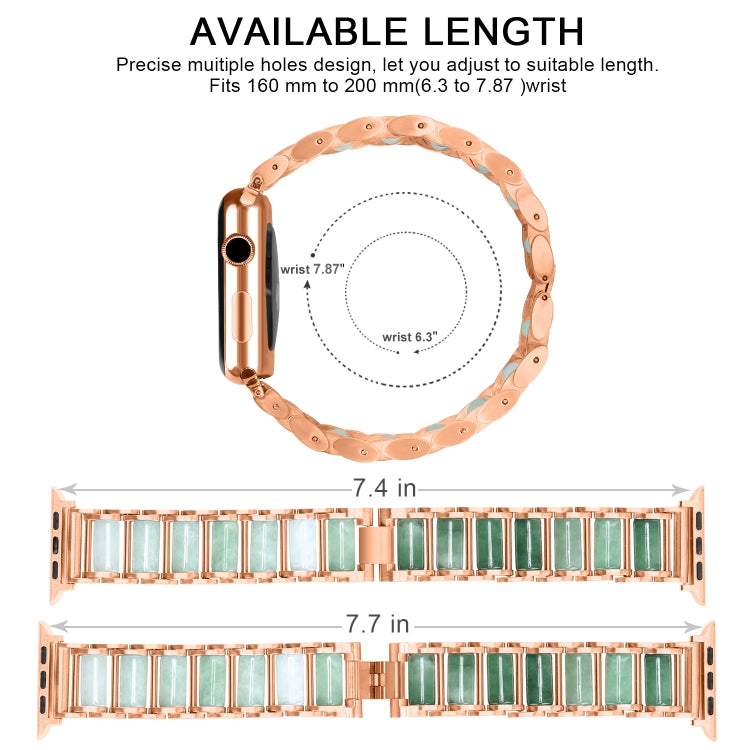 Emerald Stainless Steel Watch Band For Apple Watch Ultra 49mm&Watch Ultra 2 49mm / Series 9&8&7 45mm / SE 3&SE 2&6&SE&5&4 44mm / 3&2&1 42mm(Rose Gold) - Watch Bands by buy2fix | Online Shopping UK | buy2fix