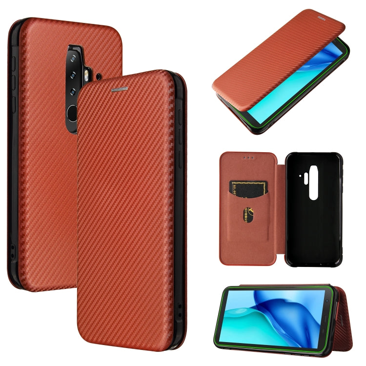 For Blackview BV6300 Pro Carbon Fiber Texture Horizontal Flip TPU + PC + PU Leather Case with Card Slot(Brown) - More Brand by buy2fix | Online Shopping UK | buy2fix