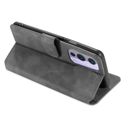 For OnePlus 9 DG.MING Retro Oil Side Horizontal Flip Leather Case with Holder & Card Slots & Wallet(Grey) - OnePlus Cases by DG.MING | Online Shopping UK | buy2fix