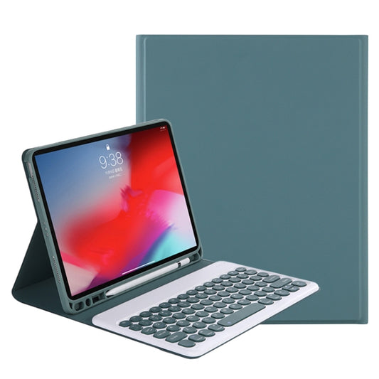 Y-C11B 2021 Detachable Candy Color Skin Texture Round Keycap Bluetooth Keyboard Leather Tablet Case with Pen Slot & Stand For iPad Pro 11 (2021)(Dark Green) - For iPad Pro by buy2fix | Online Shopping UK | buy2fix