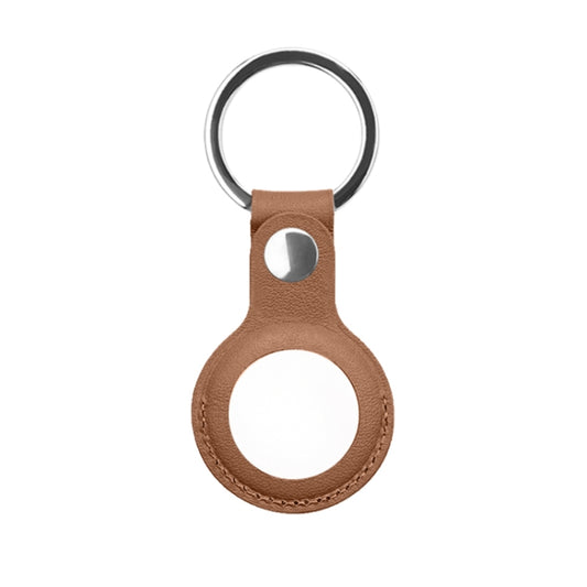 Mutural PU Leather Protective Case with Key Ring for AirTag(Brown) - Other by Mutural | Online Shopping UK | buy2fix