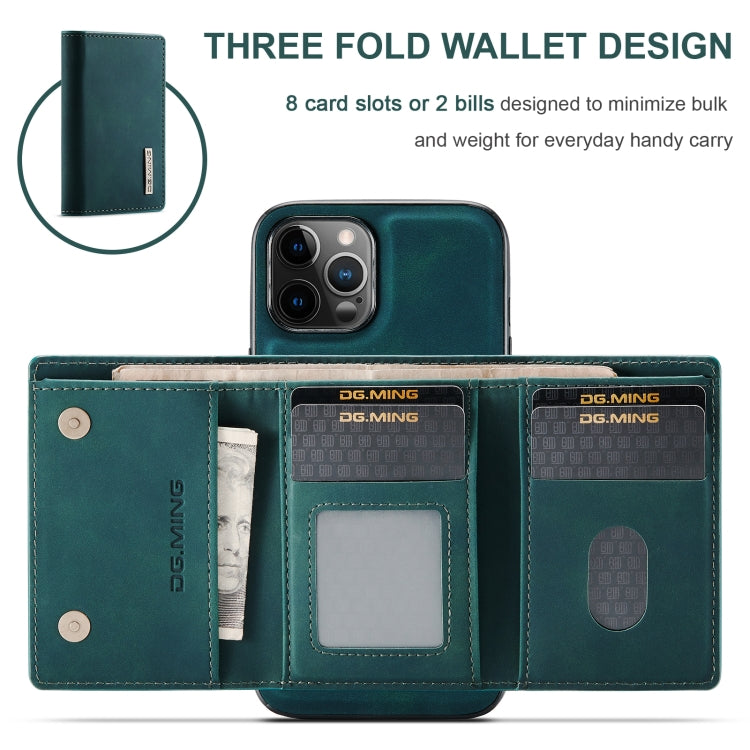 For iPhone 12 Pro Max DG.MING M1 Series 3-Fold Multi Card Wallet + Magnetic Back Cover Shockproof Case with Holder Function(Green) - iPhone 12 Pro Max Cases by DG.MING | Online Shopping UK | buy2fix