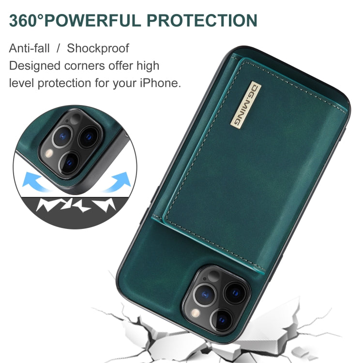 For iPhone 12 Pro Max DG.MING M1 Series 3-Fold Multi Card Wallet + Magnetic Back Cover Shockproof Case with Holder Function(Green) - iPhone 12 Pro Max Cases by DG.MING | Online Shopping UK | buy2fix