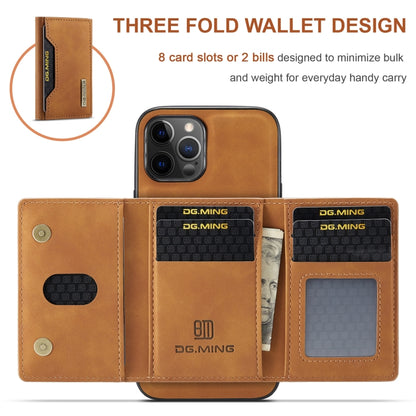 For iPhone 12 Pro Max DG.MING M2 Series 3-Fold Multi Card Bag + Magnetic Back Cover Shockproof Case with Wallet & Holder Function(Brown) - iPhone 12 Pro Max Cases by DG.MING | Online Shopping UK | buy2fix