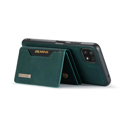 For Samsung Galaxy A22 5G DG.MING M2 Series 3-Fold Multi Card Bag Back Cover Shockproof Case with Wallet & Holder Function(Green) - Galaxy Phone Cases by DG.MING | Online Shopping UK | buy2fix