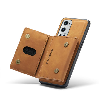 For OnePlus 9 Pro DG.MING M2 Series 3-Fold Multi Card Bag Back Cover Shockproof Case with Wallet & Holder Function(Brown) - OnePlus Cases by DG.MING | Online Shopping UK | buy2fix