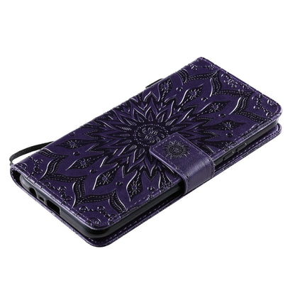 For OPPO Realme C20 / C21 Sun Embossing Pattern Horizontal Flip Leather Case with Card Slot & Holder & Wallet & Lanyard(Purple) - Realme Cases by buy2fix | Online Shopping UK | buy2fix