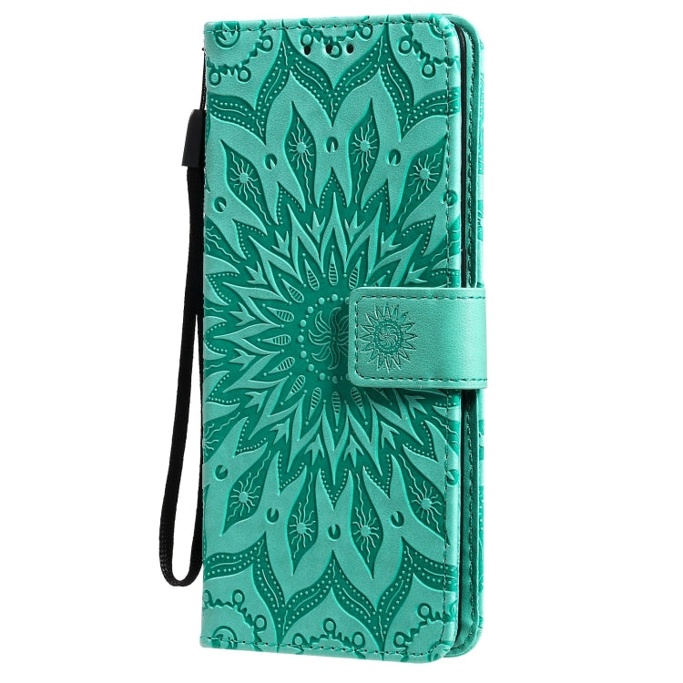 For OPPO Reno6 Pro 5G Sun Embossing Pattern Horizontal Flip Leather Case with Card Slot & Holder & Wallet & Lanyard(Green) - OPPO Cases by buy2fix | Online Shopping UK | buy2fix