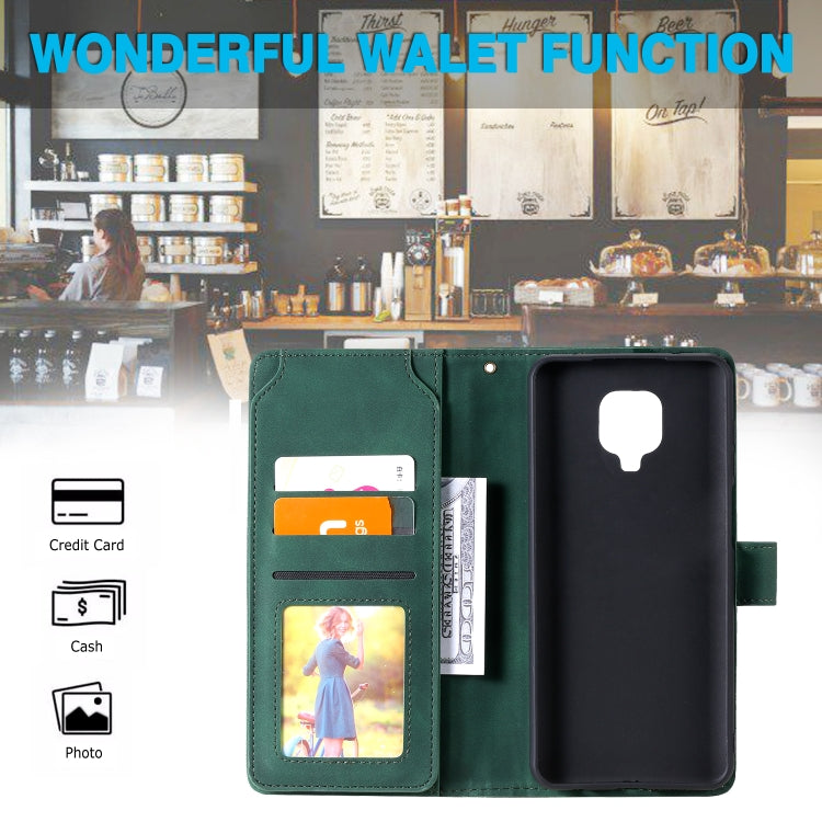 For Xiaomi Redmi Note 9 Pro/Note 9S Skin Feel Business Horizontal Flip PU Leather Case with Holder & Multi-Card Slots & Wallet & Lanyard & Photo Frame(Green) - Xiaomi Cases by buy2fix | Online Shopping UK | buy2fix