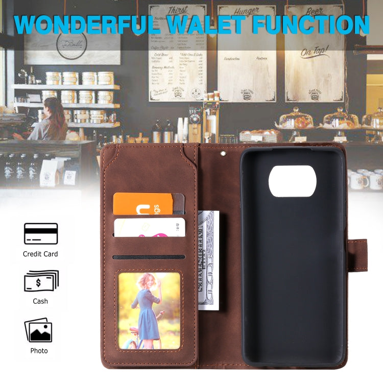 For Xiaomi Poco X3 NFC Skin Feel Business Horizontal Flip PU Leather Case with Holder & Multi-Card Slots & Wallet & Lanyard & Photo Frame(Brown) - Xiaomi Cases by buy2fix | Online Shopping UK | buy2fix