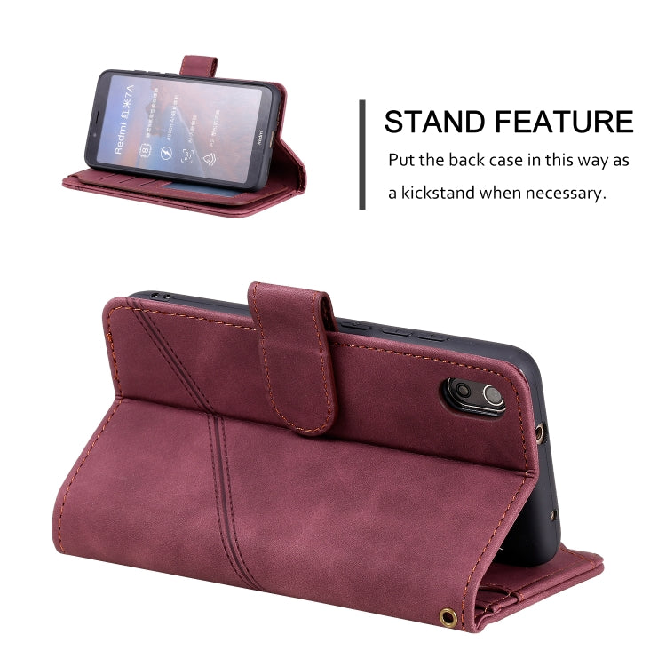 For Xiaomi Redmi 7A Skin Feel Business Horizontal Flip PU Leather Case with Holder & Multi-Card Slots & Wallet & Lanyard & Photo Frame(Red) - Xiaomi Cases by buy2fix | Online Shopping UK | buy2fix