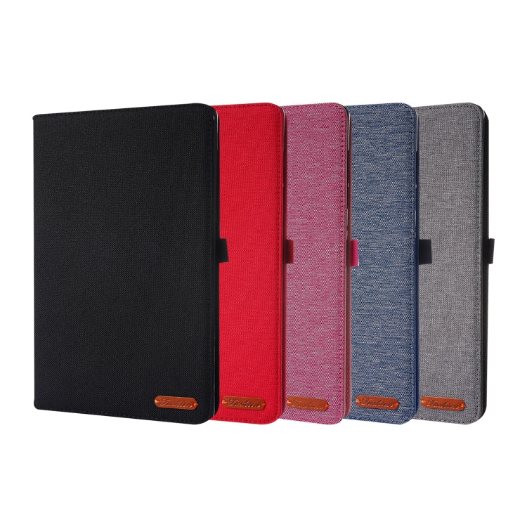 For Lenovo Tab K10 Fabric Texture Horizontal Flip TPU Leather Case with Holder(Black) - Lenovo by buy2fix | Online Shopping UK | buy2fix