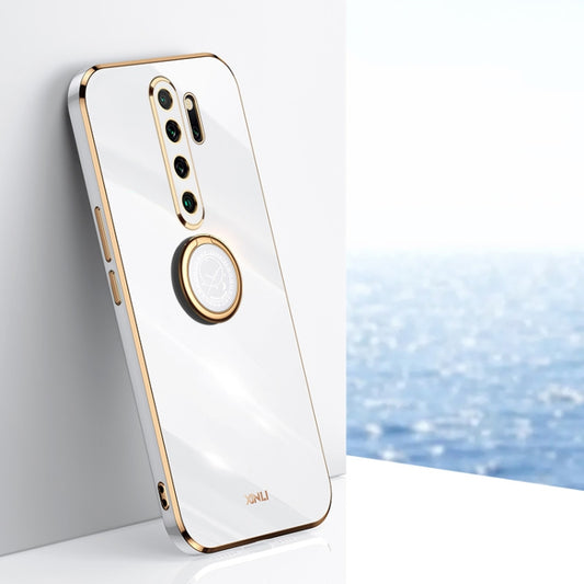 For Xiaomi Redmi Note 8 Pro XINLI Straight 6D Plating Gold Edge TPU Shockproof Case with Ring Holder(White) - Xiaomi Cases by XINLI | Online Shopping UK | buy2fix