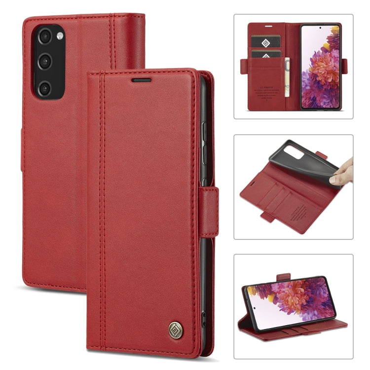 For Samsung Galaxy S20 LC.IMEEKE Magnetic Buckle PU + TPU Horizontal Flip Leather Case with Holder & Card Slots & Wallet(Red) - Galaxy Phone Cases by LC.IMEEKE | Online Shopping UK | buy2fix