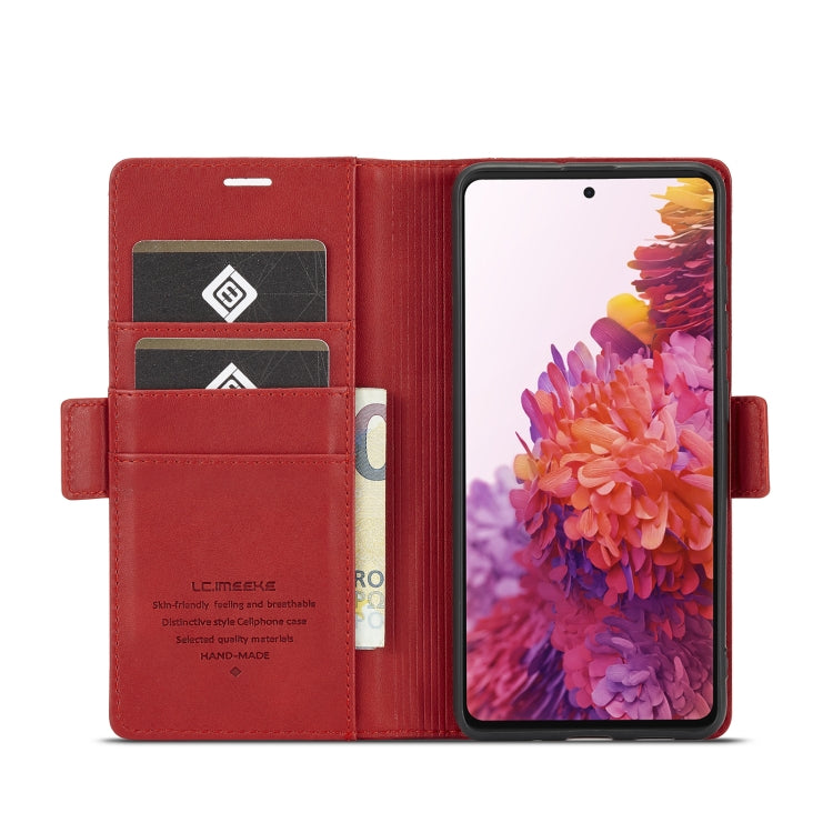 For Samsung Galaxy S20 LC.IMEEKE Magnetic Buckle PU + TPU Horizontal Flip Leather Case with Holder & Card Slots & Wallet(Red) - Galaxy Phone Cases by LC.IMEEKE | Online Shopping UK | buy2fix