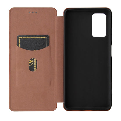 For Blackview A100 Carbon Fiber Texture Horizontal Flip TPU + PC + PU Leather Case with Card Slot(Brown) - More Brand by buy2fix | Online Shopping UK | buy2fix