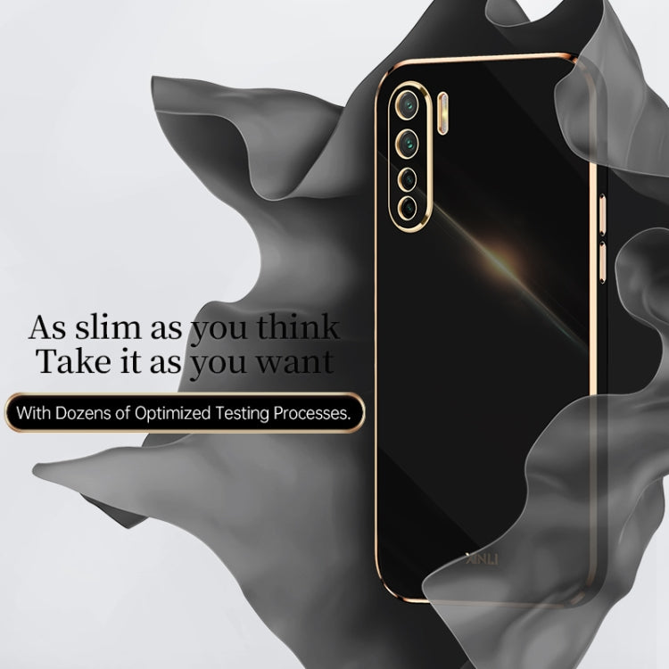 For OPPO A91 XINLI Straight 6D Plating Gold Edge TPU Shockproof Case(White) - OPPO Cases by XINLI | Online Shopping UK | buy2fix