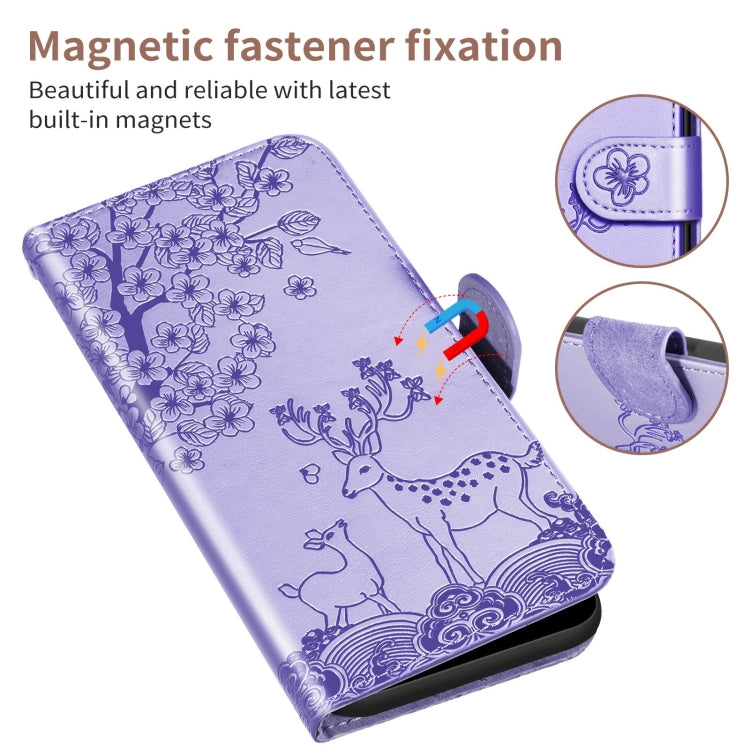 For Xiaomi Redmi 9A Sika Deer Embossing Pattern Horizontal Flip PU Leather Case with Holder & Card Slot & Wallet & Photo Frame(Purple) - Xiaomi Cases by buy2fix | Online Shopping UK | buy2fix