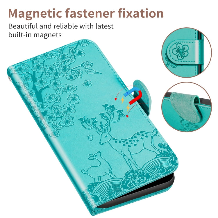 For Xiaomi Redmi Note 9T Sika Deer Embossing Pattern Horizontal Flip PU Leather Case with Holder & Card Slot & Wallet & Photo Frame(Green) - Xiaomi Cases by buy2fix | Online Shopping UK | buy2fix