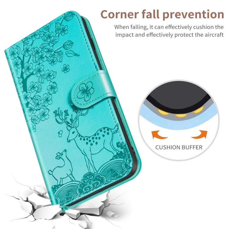 For Xiaomi Redmi Note 9T Sika Deer Embossing Pattern Horizontal Flip PU Leather Case with Holder & Card Slot & Wallet & Photo Frame(Green) - Xiaomi Cases by buy2fix | Online Shopping UK | buy2fix