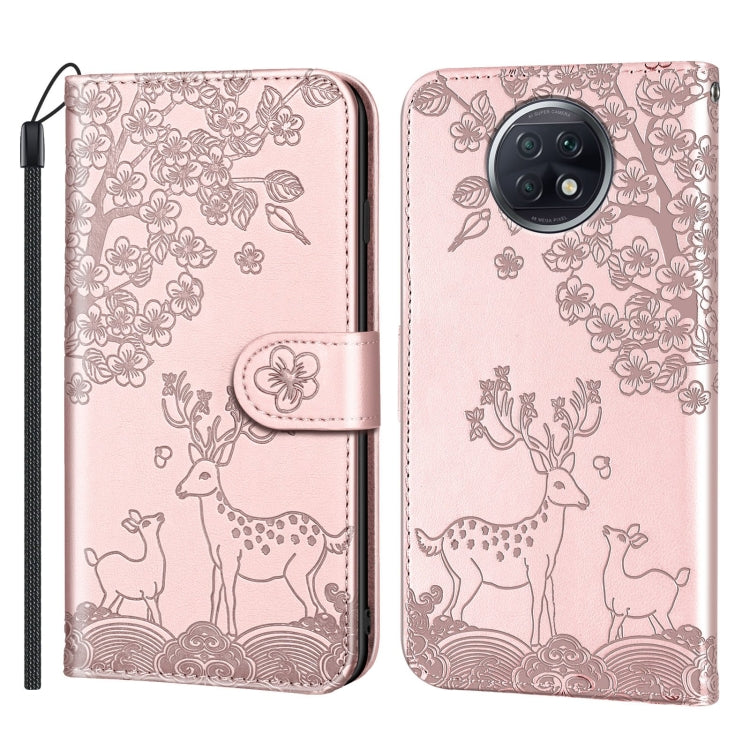 For Xiaomi Redmi Note 9T Sika Deer Embossing Pattern Horizontal Flip PU Leather Case with Holder & Card Slot & Wallet & Photo Frame(Rose Gold) - Xiaomi Cases by buy2fix | Online Shopping UK | buy2fix