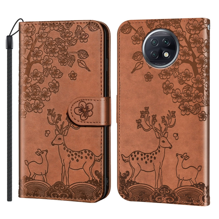 For Xiaomi Redmi Note 9T Sika Deer Embossing Pattern Horizontal Flip PU Leather Case with Holder & Card Slot & Wallet & Photo Frame(Brown) - Xiaomi Cases by buy2fix | Online Shopping UK | buy2fix