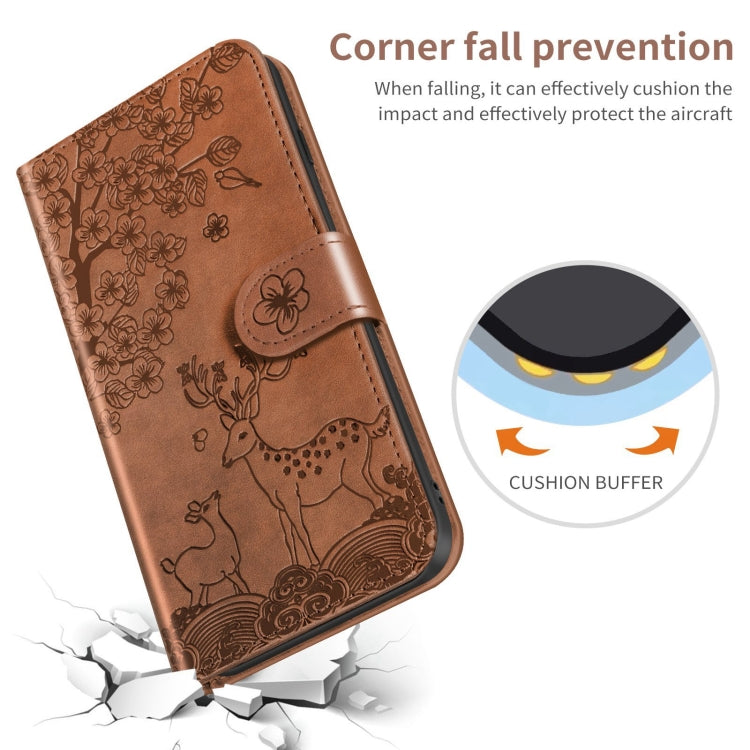 For Xiaomi Redmi Note 9T Sika Deer Embossing Pattern Horizontal Flip PU Leather Case with Holder & Card Slot & Wallet & Photo Frame(Brown) - Xiaomi Cases by buy2fix | Online Shopping UK | buy2fix