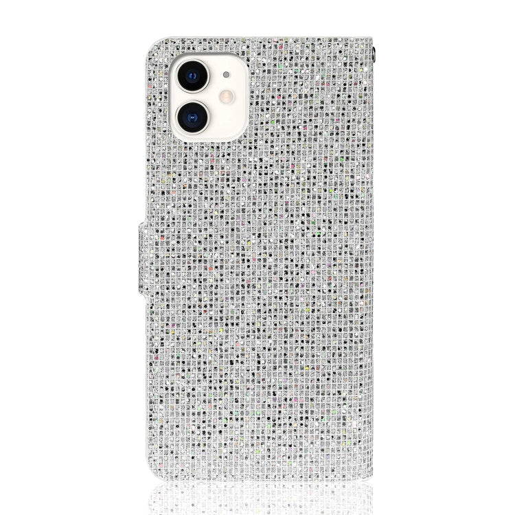 For iPhone 13 mini Glitter Powder Horizontal Flip Leather Case with Card Slots & Holder & Lanyard (Silver) - iPhone 13 mini Cases by buy2fix | Online Shopping UK | buy2fix