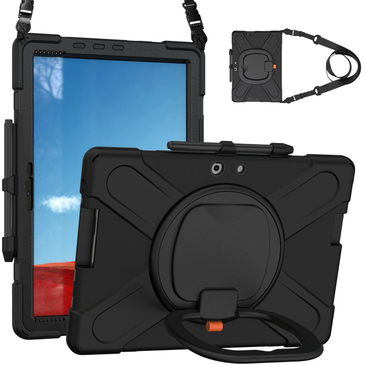 For Microsoft Surface Pro X / Pro X 2021 Silicone + PC Protective Case with Holder & Shoulder Strap(Black) - Others by buy2fix | Online Shopping UK | buy2fix