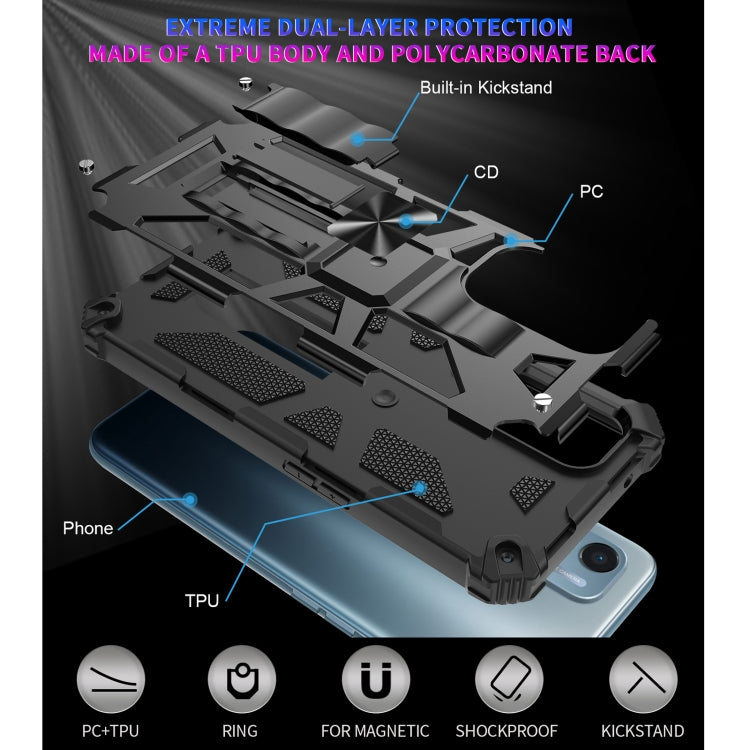 For OPPO A54 4G / A55 5G Shockproof TPU + PC Magnetic Protective Case with Holder(Black) - OPPO Cases by buy2fix | Online Shopping UK | buy2fix