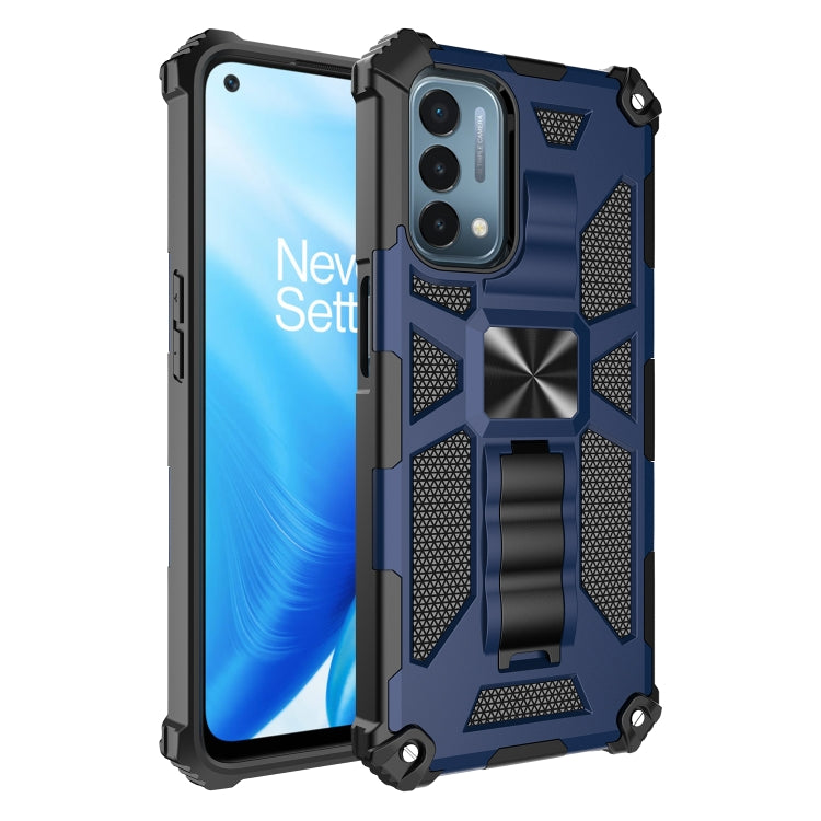 For OPPO A54 4G / A55 5G Shockproof TPU + PC Magnetic Protective Case with Holder(Blue) - OPPO Cases by buy2fix | Online Shopping UK | buy2fix