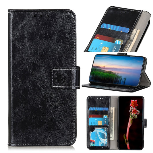 For OPPO A16 Retro Crazy Horse Texture Horizontal Flip Leather Case with Holder & Card Slots & Photo Frame & Wallet(Black) - OPPO Cases by buy2fix | Online Shopping UK | buy2fix