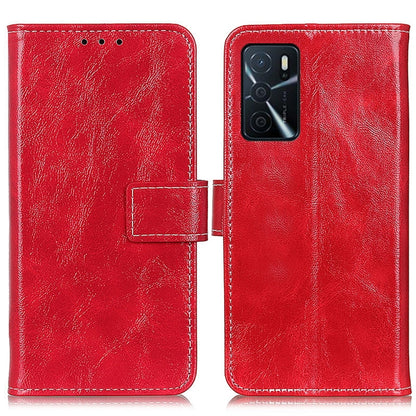 For OPPO A16 Retro Crazy Horse Texture Horizontal Flip Leather Case with Holder & Card Slots & Photo Frame & Wallet(Red) - OPPO Cases by buy2fix | Online Shopping UK | buy2fix