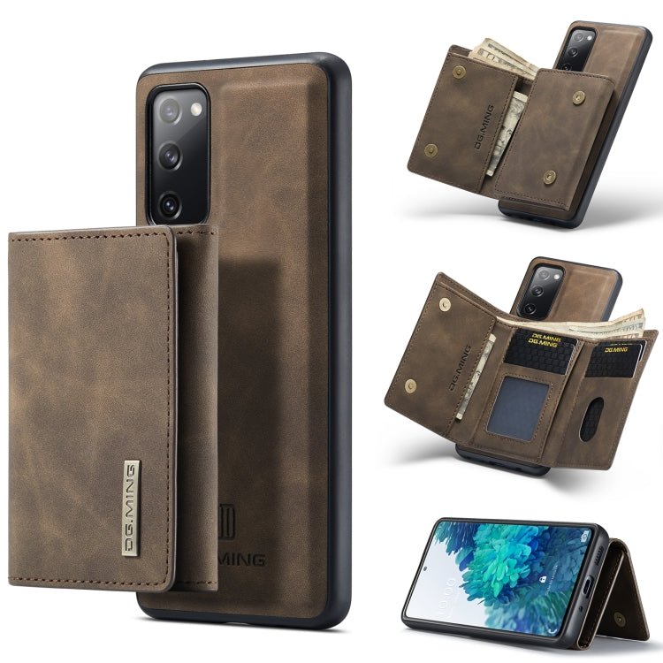 For Samsung Galaxy S20 FE DG.MING M1 Series 3-Fold Multi Card Wallet  Back Cover Shockproof Case with Holder Function(Coffee) - Galaxy S20 FE Cases by DG.MING | Online Shopping UK | buy2fix