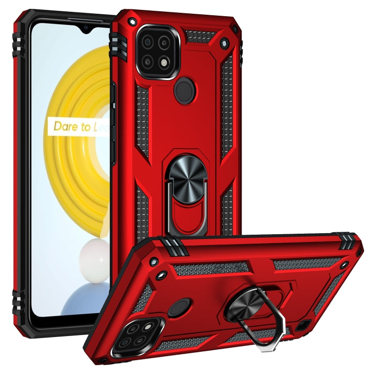 For OPPO Realme C21 Shockproof TPU + PC Protective Case with 360 Degree Rotating Holder(Red) - Realme Cases by buy2fix | Online Shopping UK | buy2fix